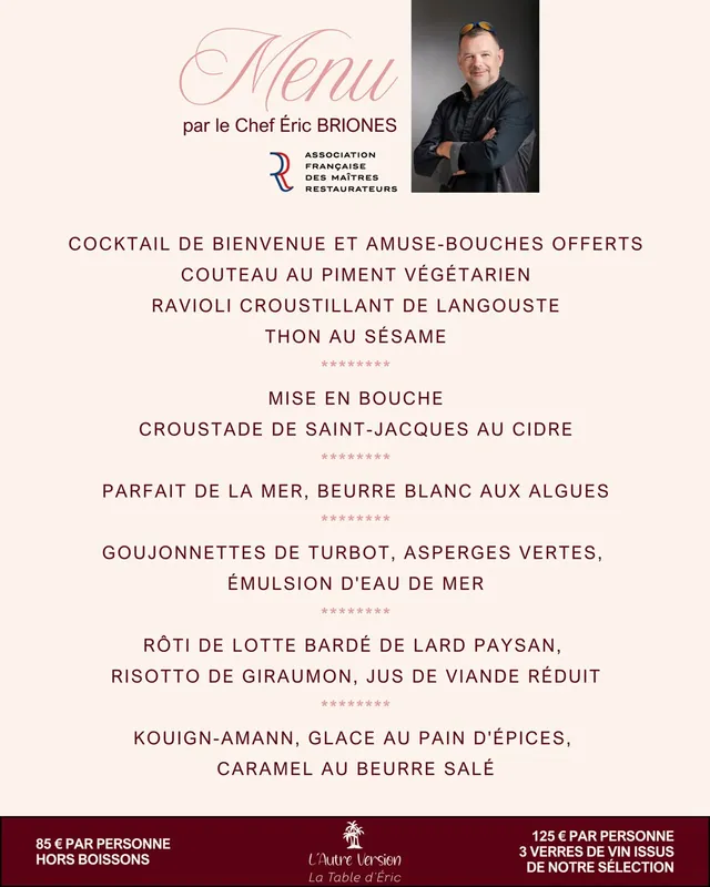 Dîner route du rhum 7 novembre menu
